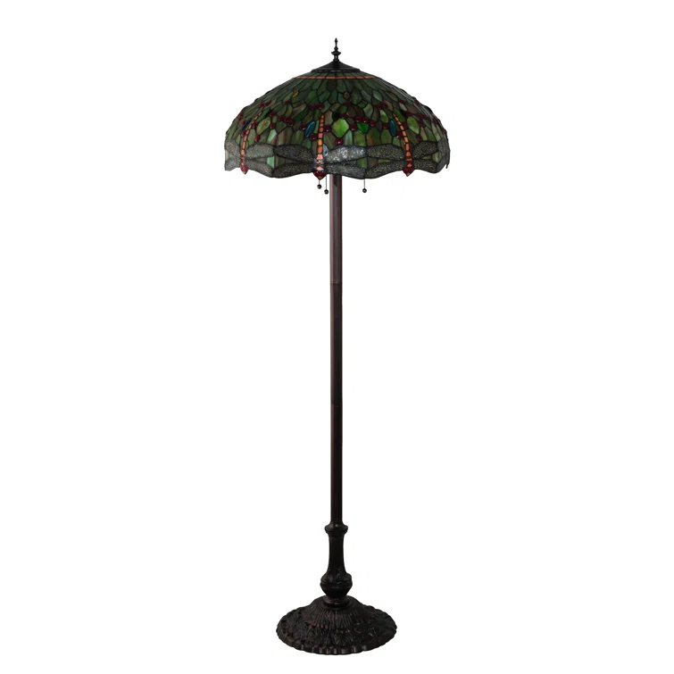 Meyda Lighting 62" High Tiffany Hanginghead Dragonfly Floor Lamp
