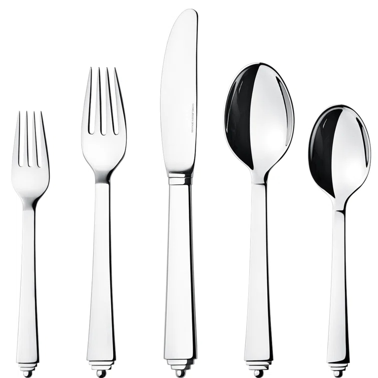 Georg Jensen Pyramid 5 Piece Flatware Set, Service for 1