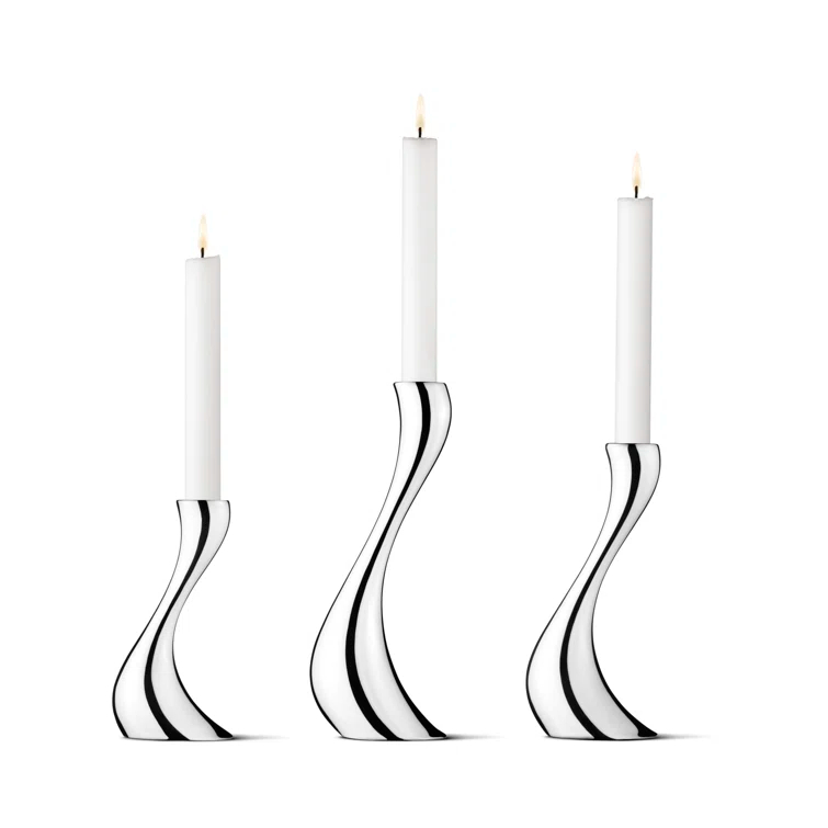 Cobra 3 Piece Stainless Steel Table Top Candlestick Set