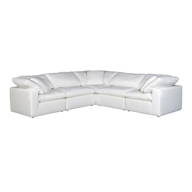 Terra Cream Tufted 5-Piece L-Shaped Modular Sectional