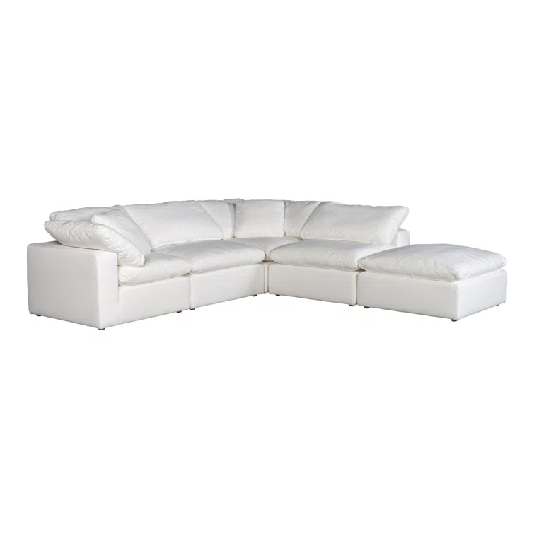 Terra Cream 114" Tufted Modular Sectional with Ottoman in Livesmart Fabric