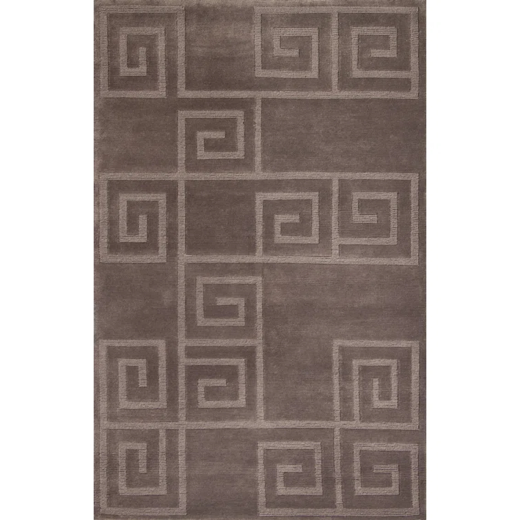 Medium Slate Tonal Geometric Wool Area Rug