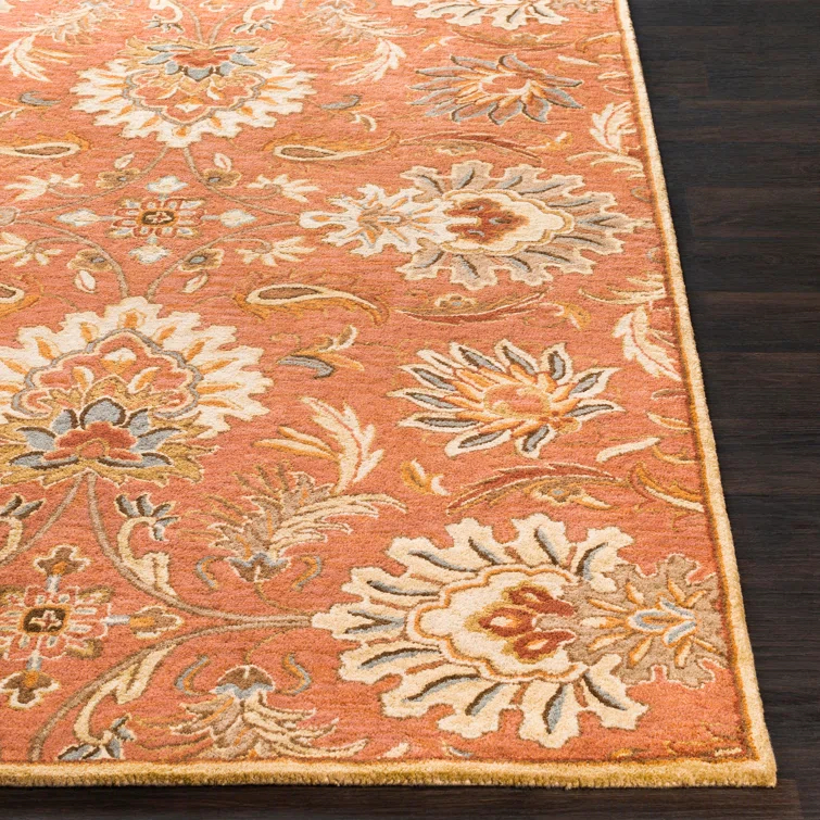 Aaron Hand Tufted Wool Terracotta/Orange/Dusty Sage Rug