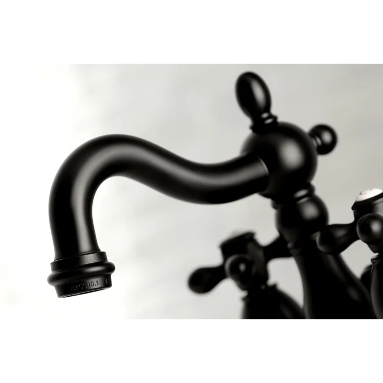 Kingston Brass Heritage Two-Handle 3-Hole Deck Mount 4" Centerset Bathroom Faucet with Plastic Pop-Up
