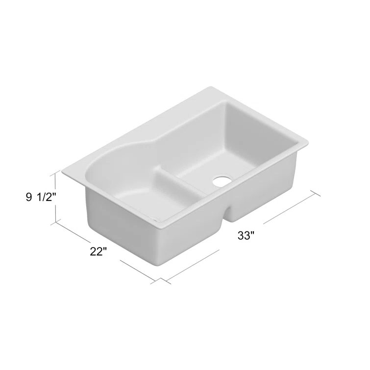 Quartz Luxe 33" L x 22" W Double Basin Drop-in Kitchen Sink
