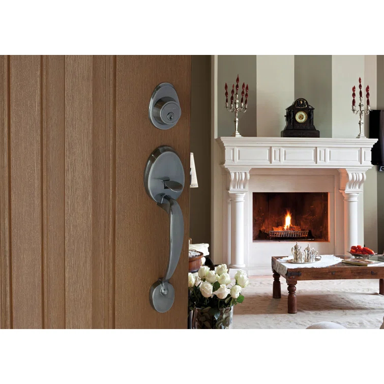 Copper Creek Handleset with Single Cylinder Deadbolt and Door Knob and Colonial Rosette