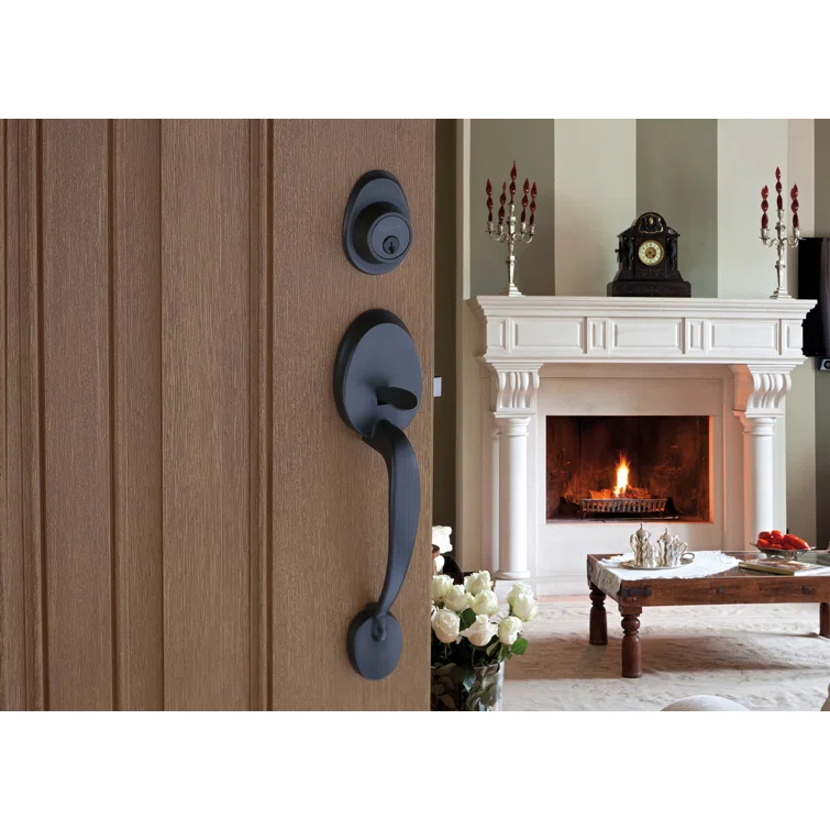 Copper Creek Handleset with Single Cylinder Deadbolt and Door Knob and Colonial Rosette