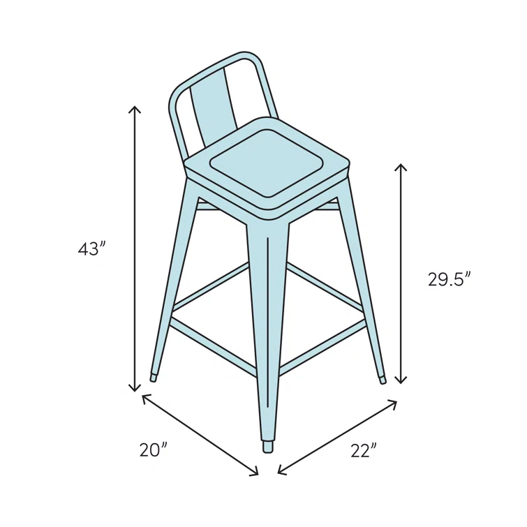 Delaney 39'' Contemporary Steel Blue Faux Leather Counter Stool