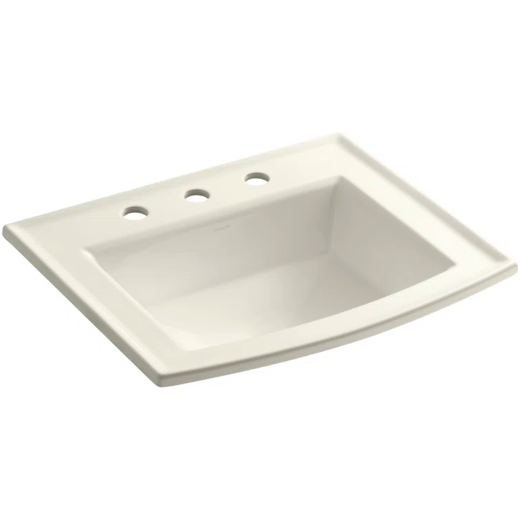 Archer® Vitreous China Rectangular Drop-In Bathroom Sink with Overflow