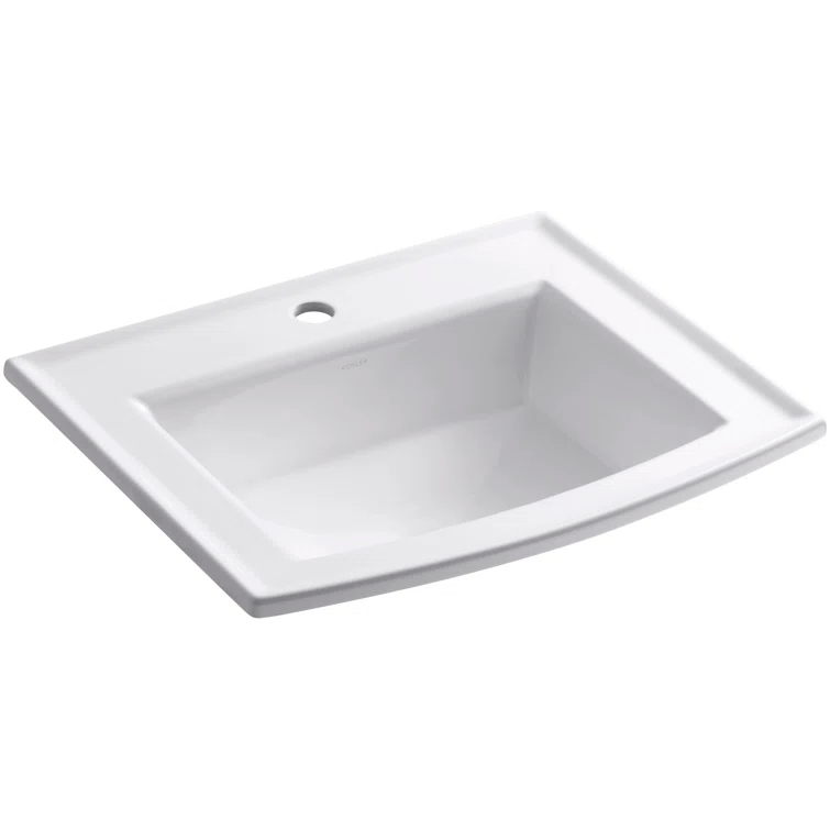 Archer® Vitreous China Rectangular Drop-In Bathroom Sink with Overflow