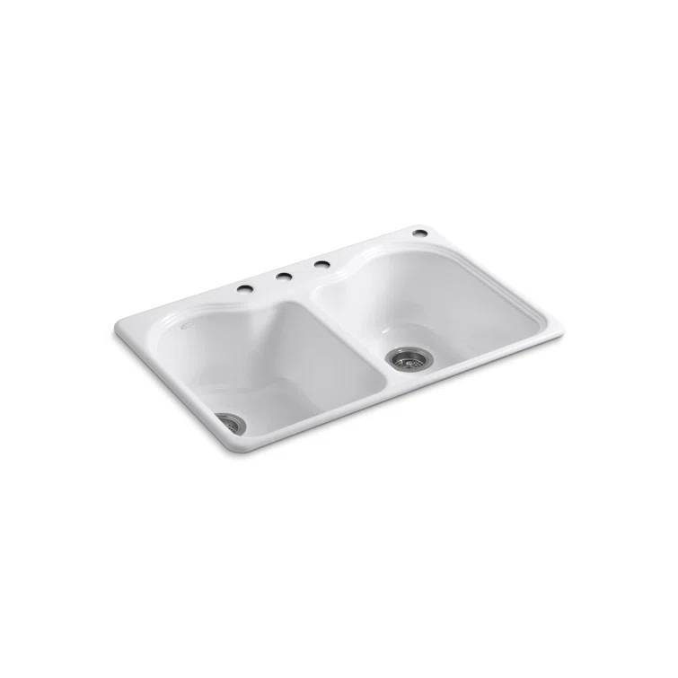 Hartland® 33" L x 22" W x 9-5/8" Double Basin Drop-In Kitchen Sink