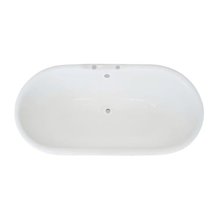 Kingston Brass Aqua Eden 60-Inch Cast Iron Oval Double Ended Pedestal Tub (7-Inch Faucet Drillings)