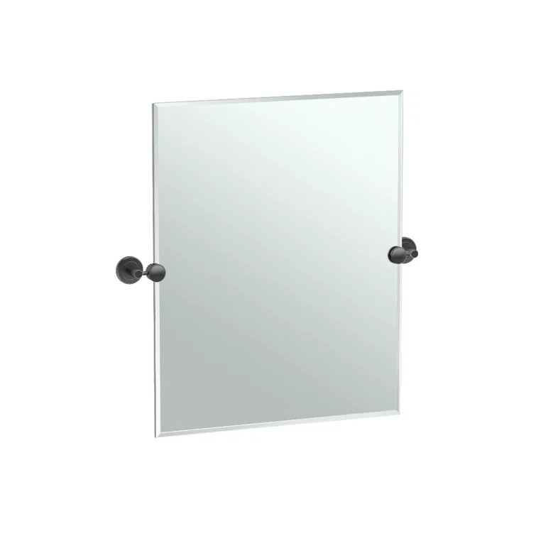 Latitude II Wall Mounted Frameless Beveled Rectangle Mirror | Pivoting Bathroom Vanity Wall Mirror