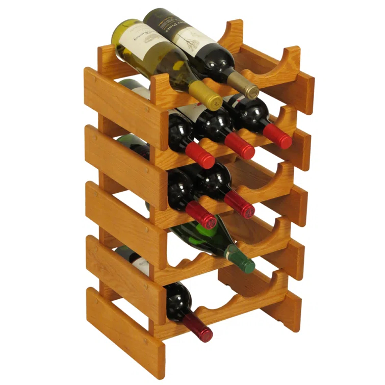 Geis 15 Bottle Solid Wood Floor Wine Bottle Rack