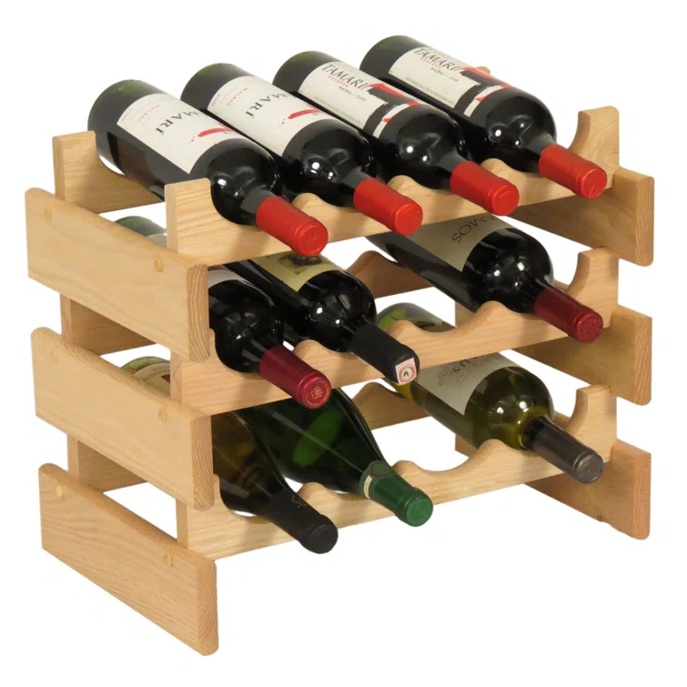 Geis 12 Bottle Solid Wood Floor Wine Bottle Rack