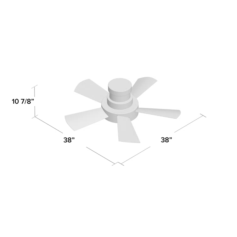Vox 5 - Blade Indoor/Outdoor Smart Flush Mount Ceiling Fan with Remote Control and LED Light Kit