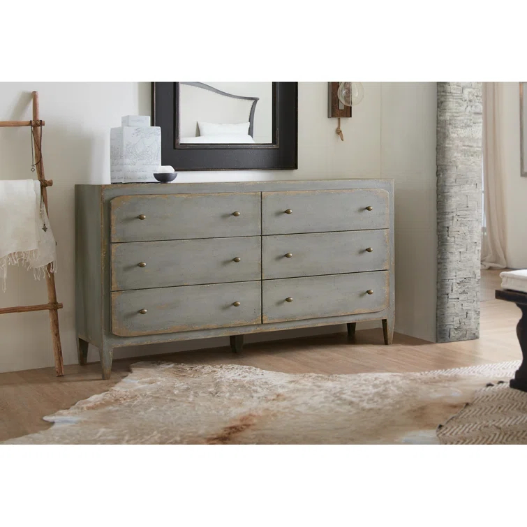 CiaoBella Transitional Gray 68" Double Dresser with Dovetail Drawers