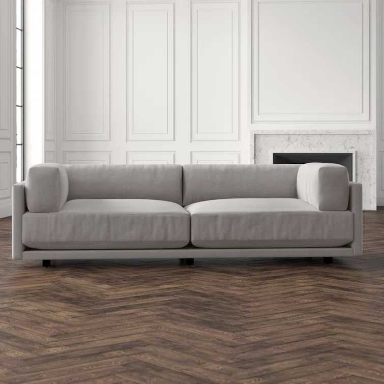 Sunday 82" Agnew Gray Textured Basketweave Cotton Blend Sofa