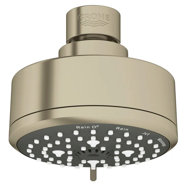 Tempesta Fixed 4-Setting Shower Head Rain O2 Rain Massage Jet Settings