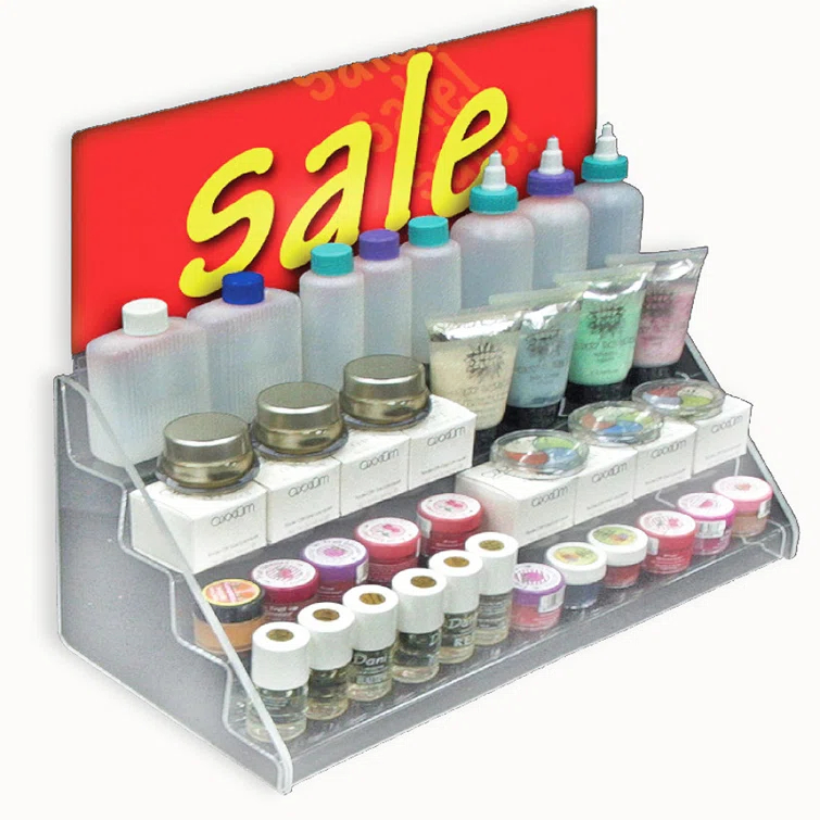 Four-Tier Shelf Counter Step Display, 16" wide