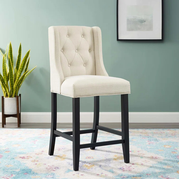 Modway Baronet Tufted Button Upholstered Fabric/Faux Leather Stool