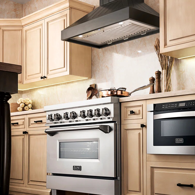 ZLINE 36 in. Wooden Convertible Vent Wall Mount Range Hood in Rustic Light Finish - Includes Motor (KPLL-36)