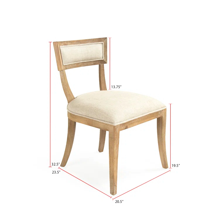 Zentique  20.5 x 32.5 x 23.5 in. Carvell Side Chair - Natural Cream Linen