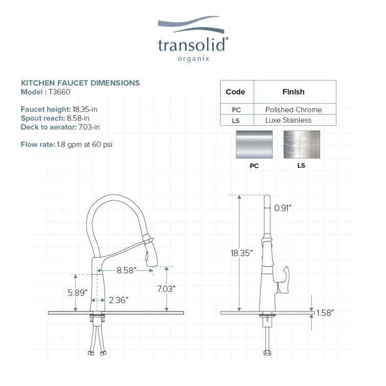 Transolid Organix Pull Down Kitchen Faucet