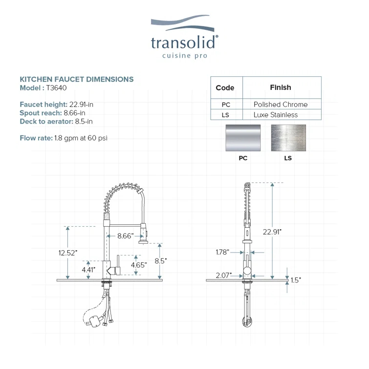 Transolid Cuisine Pro Pull Down Kitchen Faucet