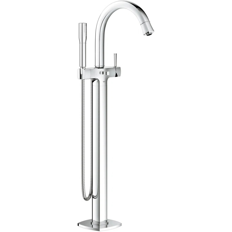 Grandera Single Handle Floor Mounted Tub Filler Trim with Handshower