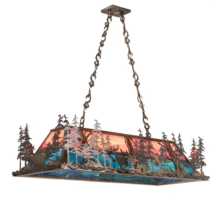 Rustic Lodge 9 - Light Antique Copper Pool Table Lights Pendant