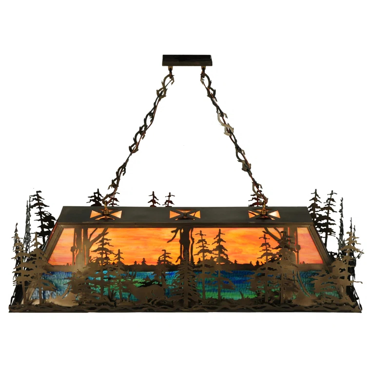 Rustic Lodge 9 - Light Antique Copper Pool Table Lights Pendant
