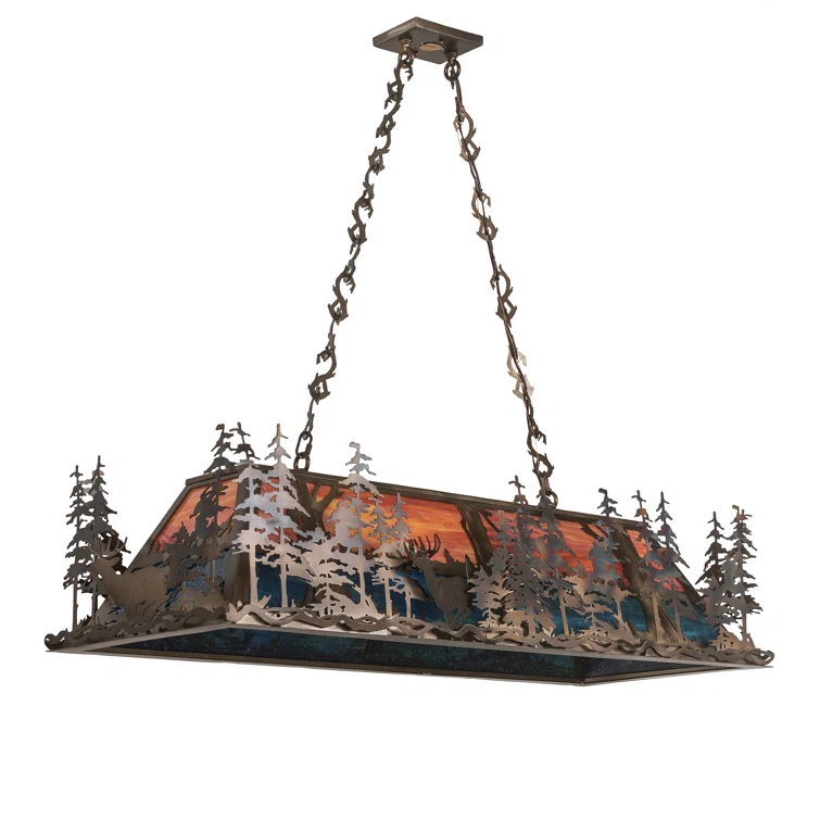 Rustic Lodge 9 - Light Antique Copper Pool Table Lights Pendant