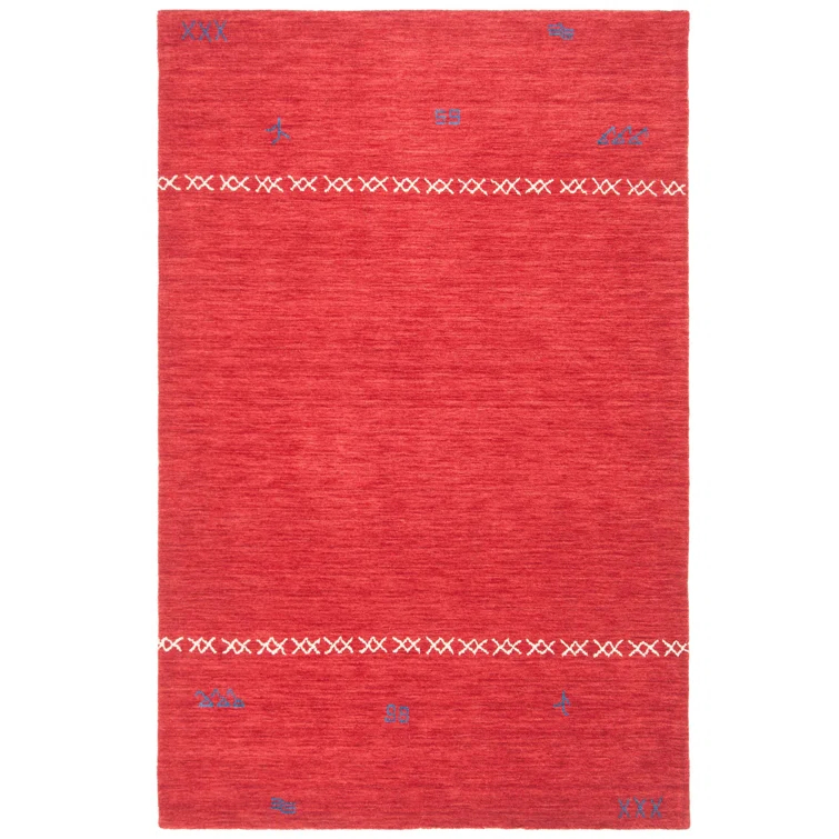Santiago Handmade Wool Red Rug