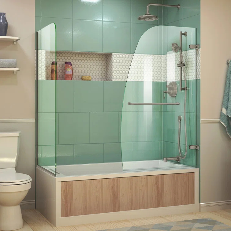 Aqua Uno 56" W x 58" H Hinged Semi-Frameless Tub Door