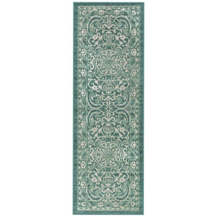 Charlton Home® Dreyfuss Light Spa/Turquoise/Ivory Rug