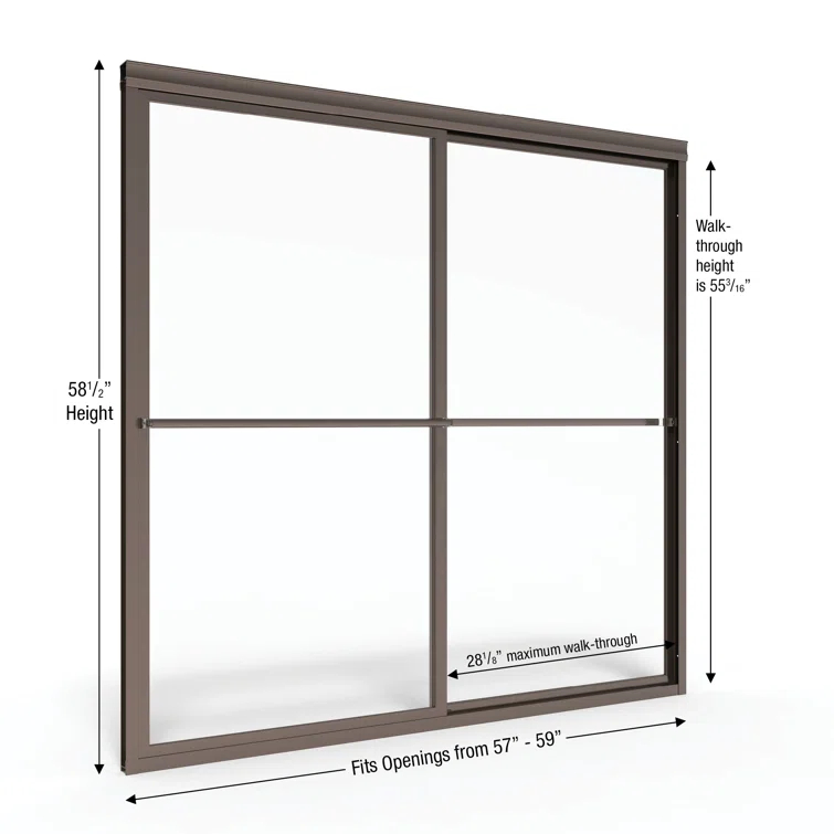 Deluxe 56"W x 58.5" H Framed Tub Door