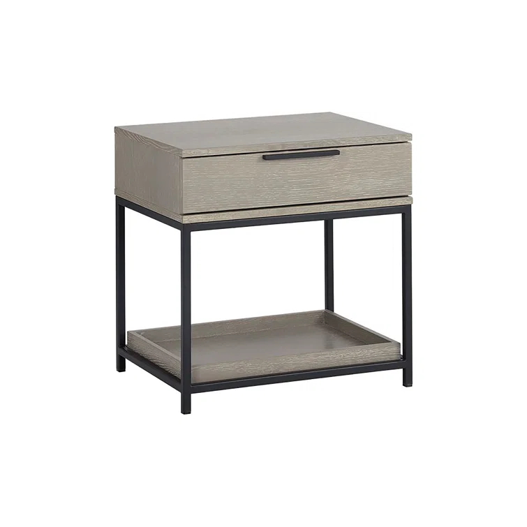 Transitional Rebel Black & Gray 1-Drawer Nightstand