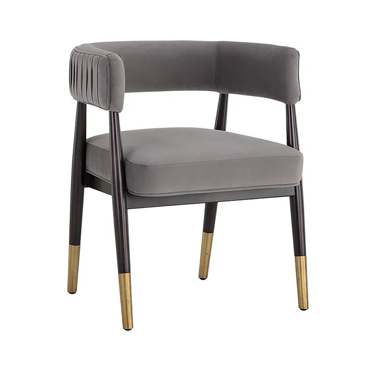 Antonio Charcoal Upholstered Armchair with Gold Accents