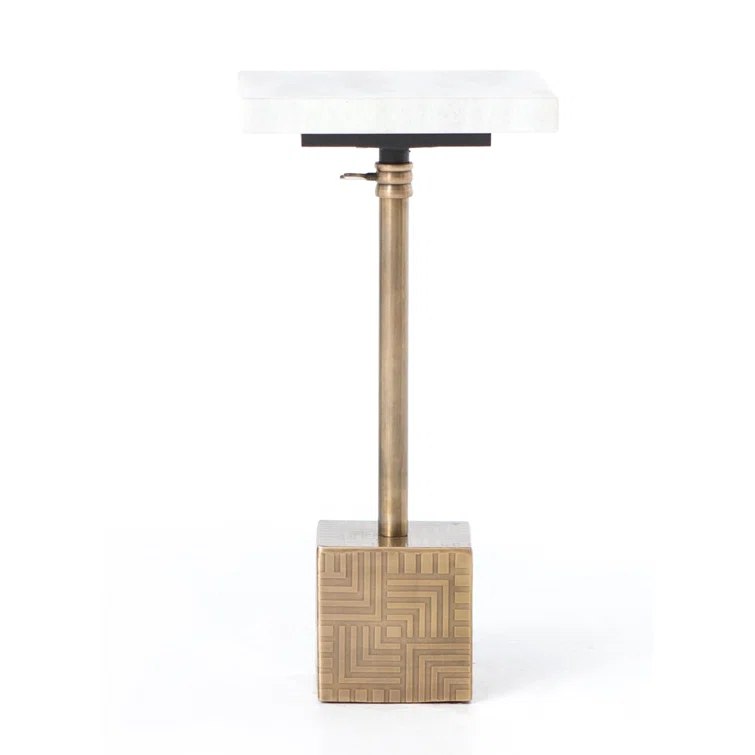 Astrid Gold and White Marble Square Accent Table