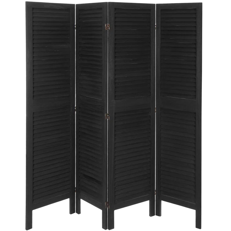 Oriental Furniture 5 1/2 ft. Tall Venetian Room Divider - 4 Panel - Black