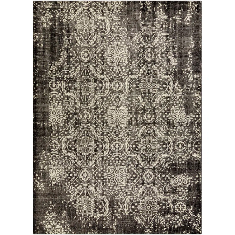 Hoboken Hand-Knotted Black/Khaki Area Rug