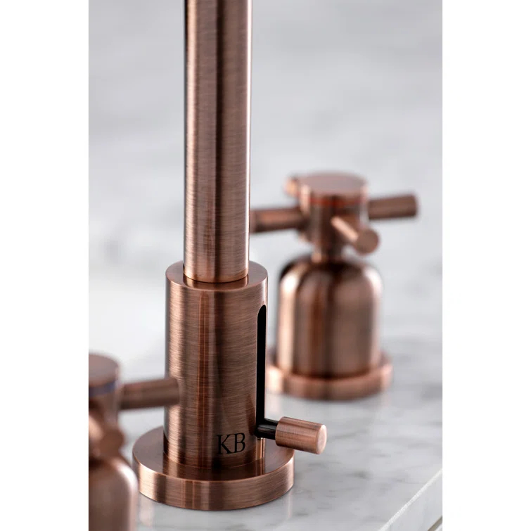 Kingston Brass Concord Two-Handle 3-Hole Deck Mount Widespread Bathroom Faucet with Brass Pop-Up Drain