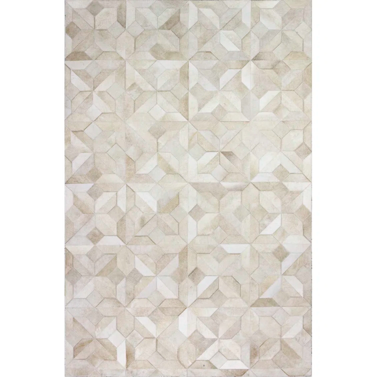 Ruvi Geometric Handmade Cowhide Camel Area Rug
