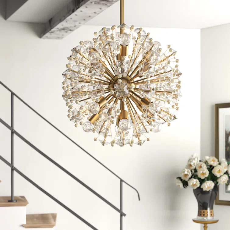 Dickinson Medium Brass and Crystal 17-Light Chandelier