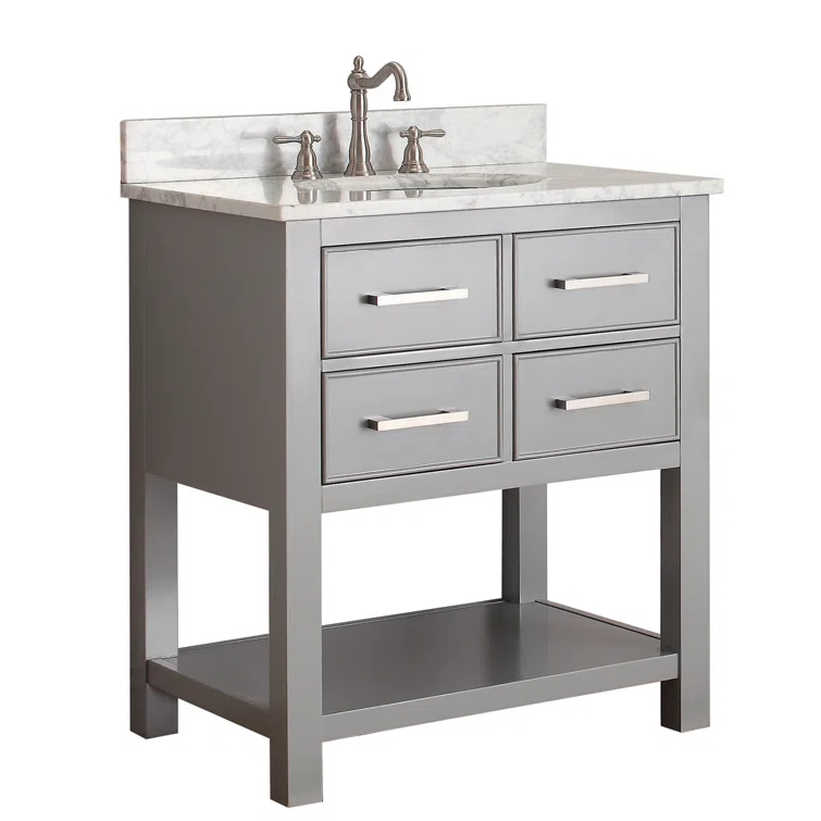 Chilled Gray 31" Stone Top Single Sink Vanity