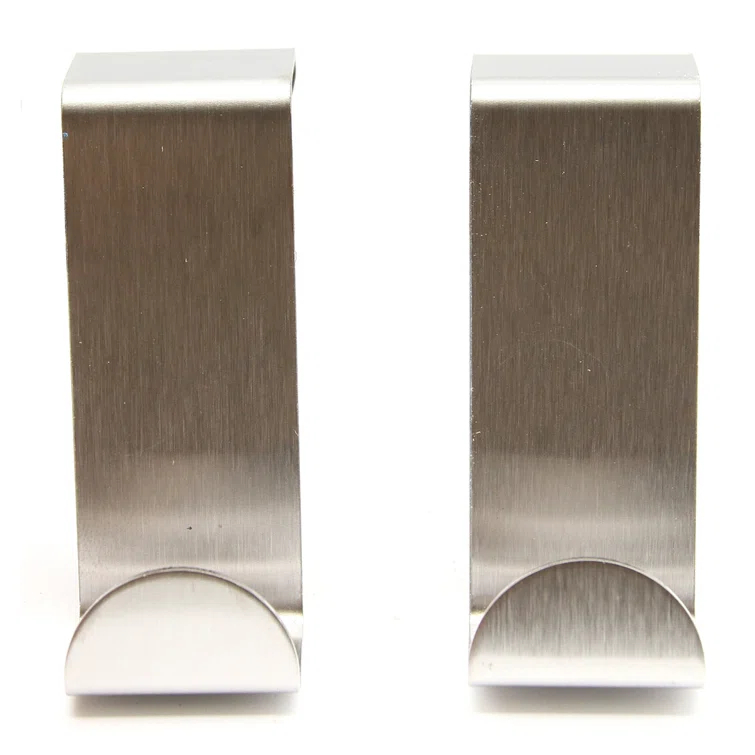Over the Cabinet Door Single Hooks Set of 2 Brushed Stainless Steel