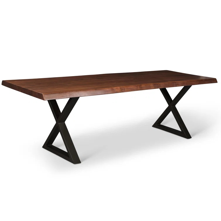 Ebonized Acacia Wood & Black Aluminum 116" Transitional Dining Table