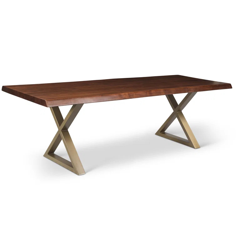 Americano Acacia Wood & Brass X-Base 116" Dining Table