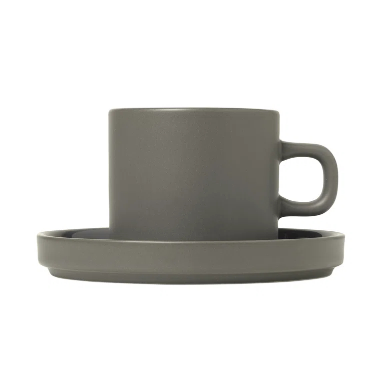 Blomus PILAR Stoneware Coffee Mug & Saucer (Set of 2)